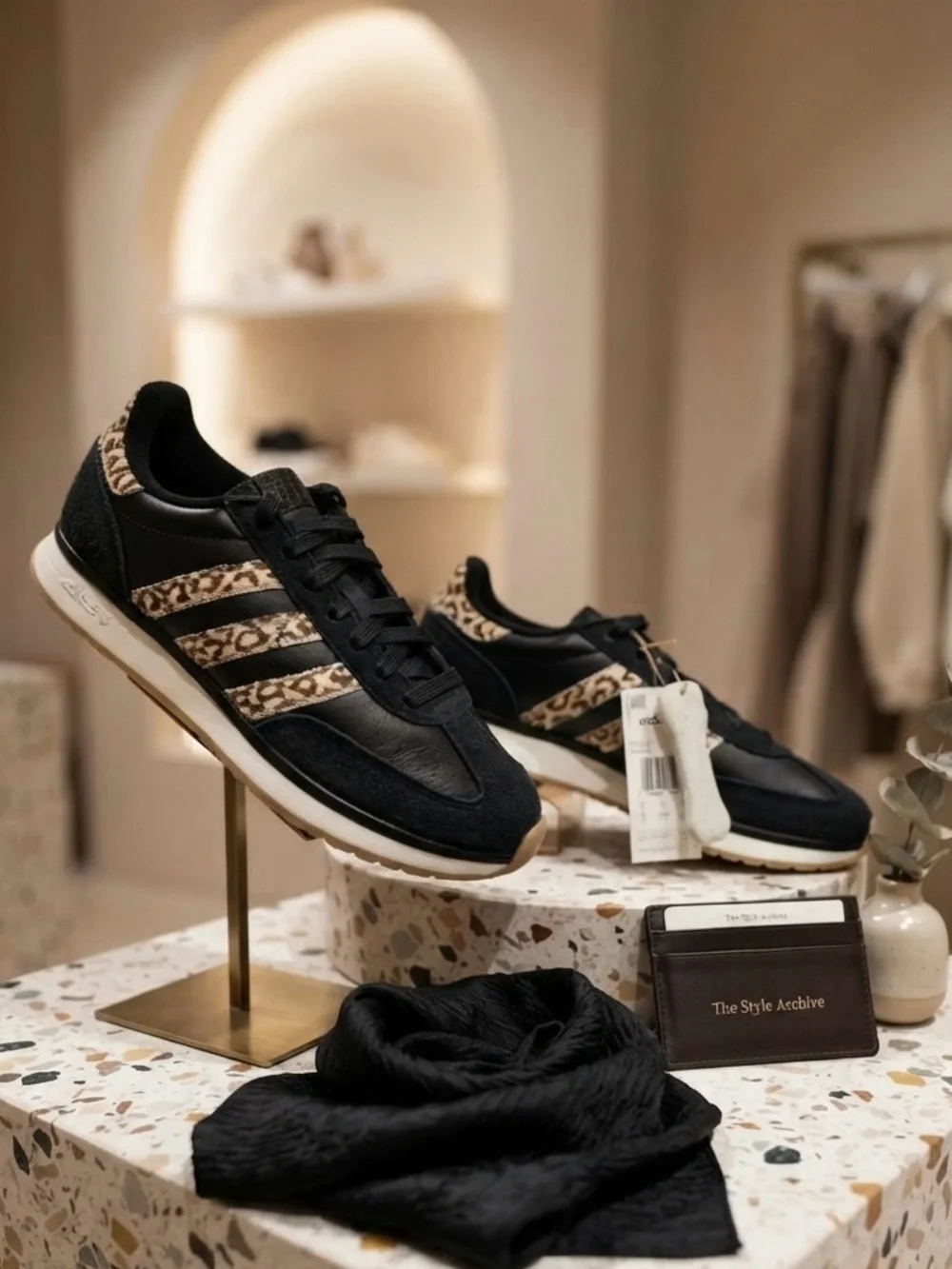 NWT Adidas Run 70s 2.0 Women’s Sneakers – Black & Animal Print – Size 8